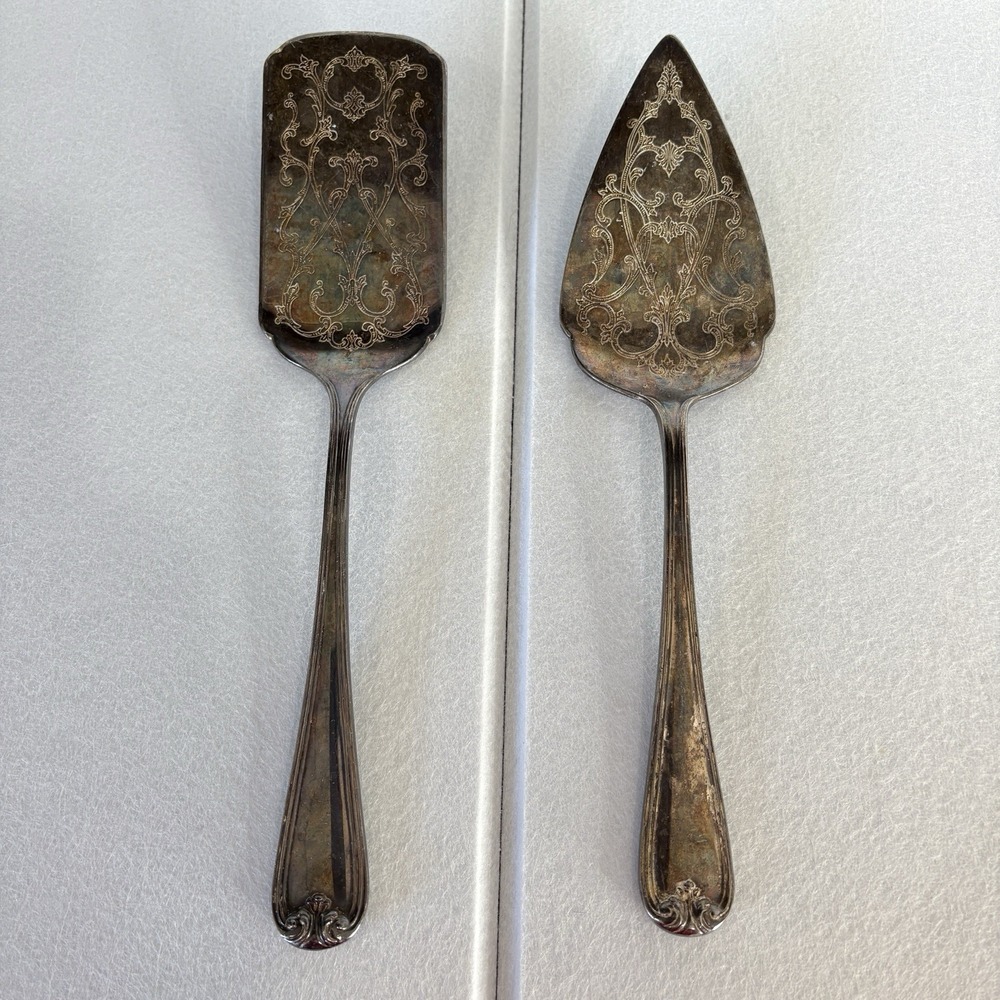 Vintage Gorham Heritage Silverplate Cake & Pie Servers Spatula 11.5" Patina 80s